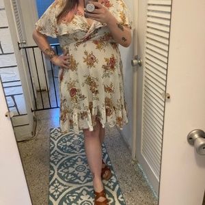 White and pink flower Torrid dress